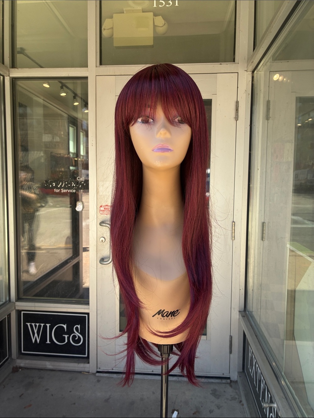 Sexy red Long Straight Burgundy Wig with Fringe -